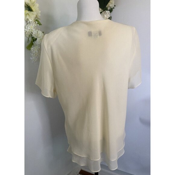 Vintage Top Choice Fashion Beaded Embellished Ivory Blouse Tag Sz XXL Fits L USA - Picture 5 of 16